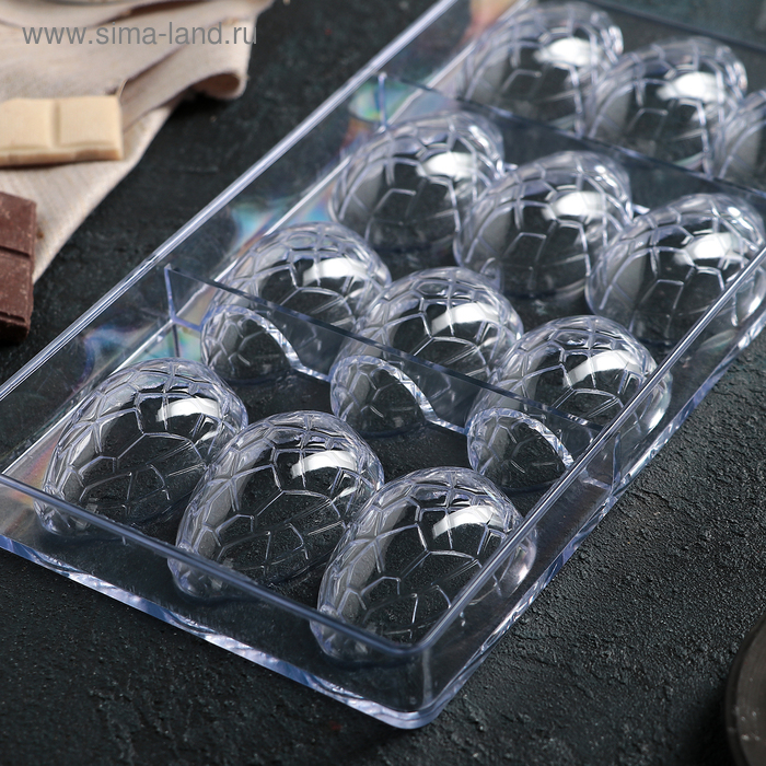 Форма для конфет и шоколада KONFINETTA &laquo;Шоколадное яйцо&raquo;, 27,5&times;13,5 см, 12 ячеек 3,6&times;5,7&times;1,5 см, цвет прозрачный