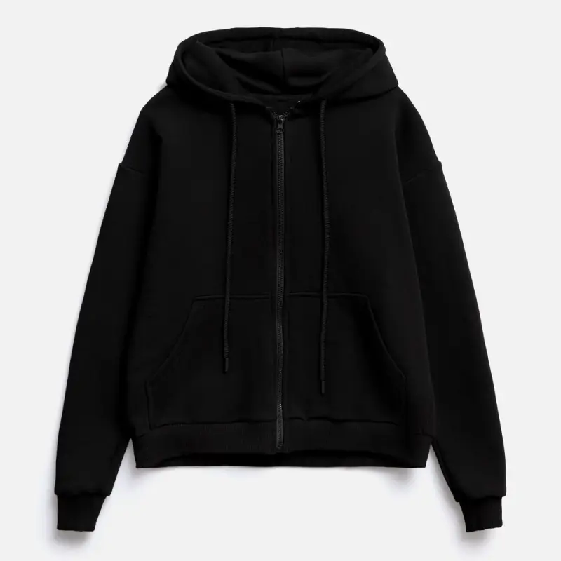Толстовка унисекс оверсайз на молнии Zippy Terry, черная, размер M/L