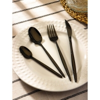Столовые приборы из нержавеющей стали Доляна «Античность», 4 предмета, цвет чёрный Столовые приборы из нержавеющей стали Доляна «Античность», 4 предмета, цвет чёрный