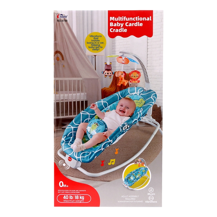 Музыкальная кресло-качалка для новорожденных, цвет бирюзовый