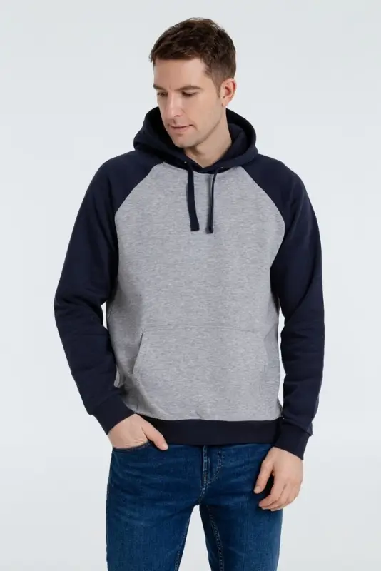 Толстовка унисекс Seattle серый меланж/темно-синий, размер 3XL