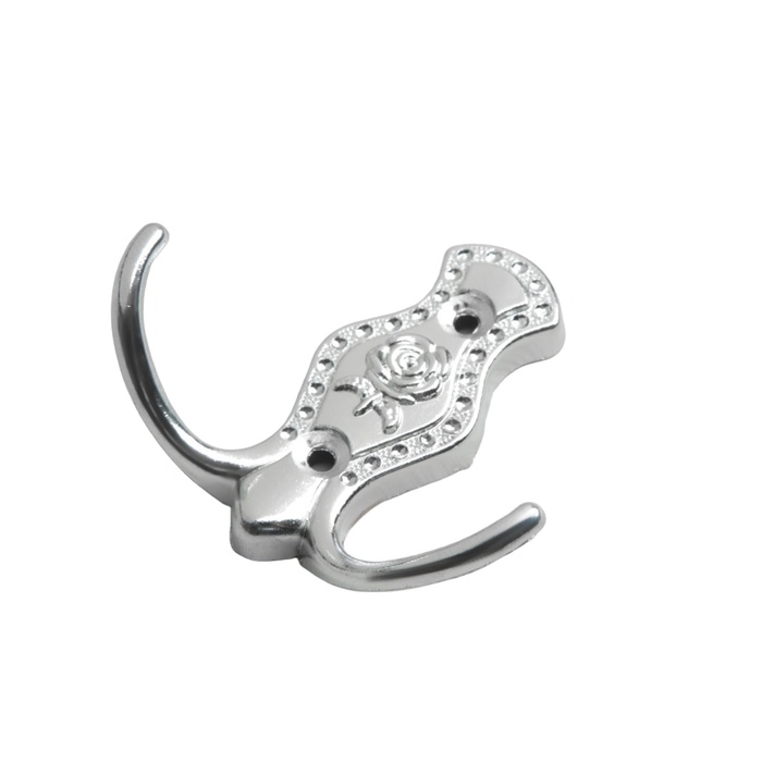 Крючок мебельный ТУНДРА TKD023, двухрожковый, хром Крючок мебельный ТУНДРА TKD023, двухрожковый, хром