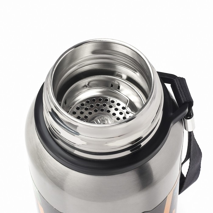 Термос, 600 мл, Путешествие Термос, 600 мл, Путешествие "Мастер К.", с кружкой, сохраняет тепло 24 ч, хром