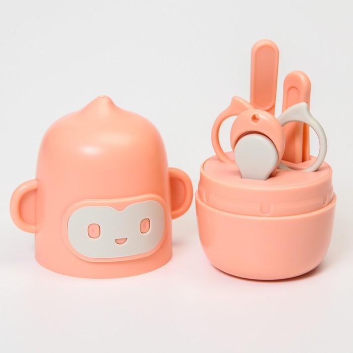 Набор маникюрный детский «Обезьянка»: ножницы, щипчики, пилочка, пинцет, цвет розовый Набор маникюрный детский «Обезьянка»: ножницы, щипчики, пилочка, пинцет, цвет розовый