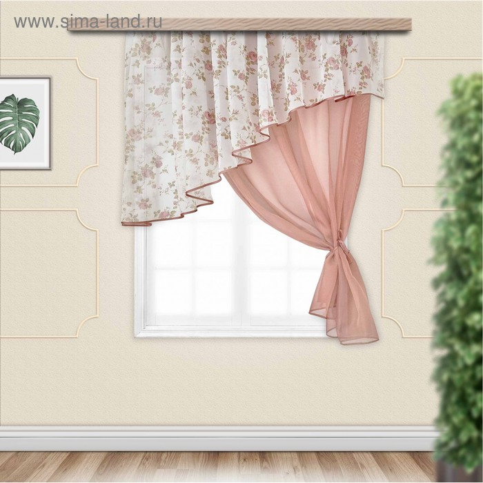 Комплект штор для кухни Witerra Византия 280х160см, какао, правая, пэ100% Комплект штор для кухни Witerra Византия 280х160см, какао, правая, пэ100%