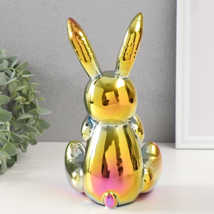 Сувенир керамика Сувенир керамика "Зайка спрятал носик" зеленый хамелеон 11х12х22 см