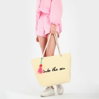 Сумка женская пляжная Into the sea, 50х34,5х14 см, бежевый цвет Сумка женская пляжная Into the sea, 50х34,5х14 см, бежевый цвет