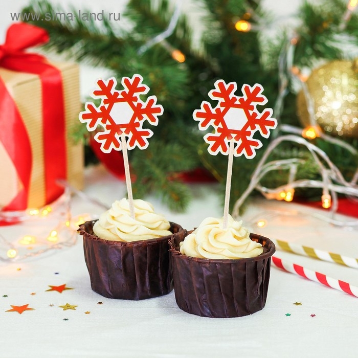 Шпажки для канапе «Снежинка», набор 12 шт., цвет красный Шпажки для канапе «Снежинка», набор 12 шт., цвет красный