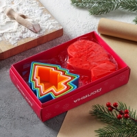 Набор для выпечки новогодний Доляна &laquo;Новогодняя&raquo;, 6 предметов: форма для выпечки, набор форм для вырезания печенья 5 шт