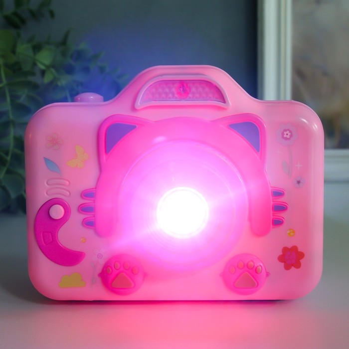 Шкатулка музыкальная механическая свет Шкатулка музыкальная механическая свет "Фотоаппарат - кошечка" розовый 10,5х12,5х16 см