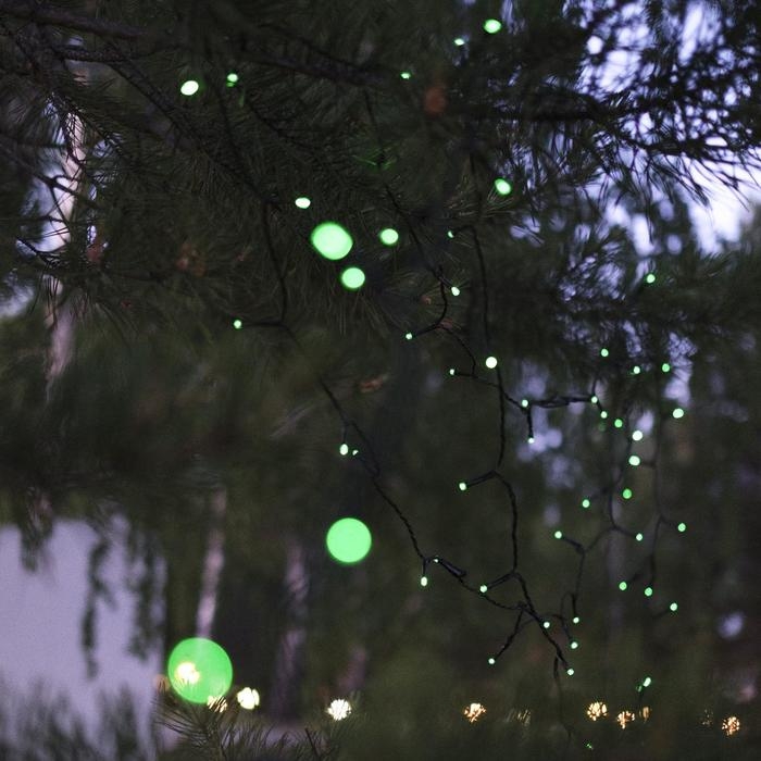 Гирлянда &laquo;Нить&raquo; 20 м, IP44, тёмная нить, 200 LED, свечение зелёное, 8 режимов, 220 В