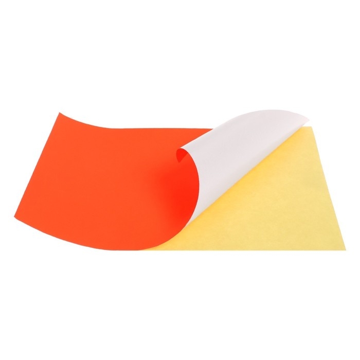 Бумага цветная самоклеящаяся А4, 10 листов, 5 цветов, флуоресцентная, 80 г/м2