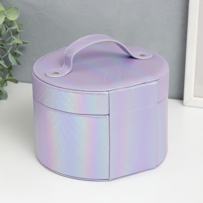 Шкатулка кожзам для украшений круглая Шкатулка кожзам для украшений круглая "Переливы сирень" 12х17,5х17 см