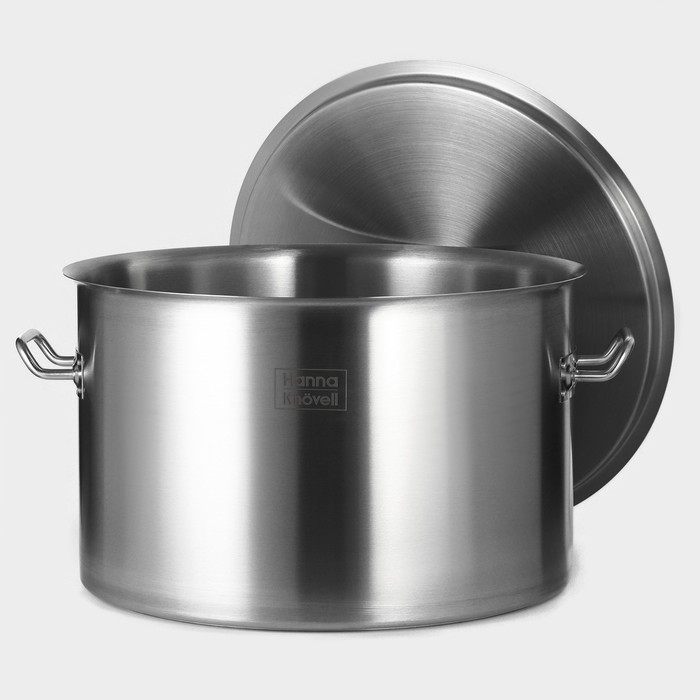 Кастрюля из нержавеющей стали Hanna Kn&ouml;vell, 47 л, d=45 см, h=28 см, толщина 1 мм, дно ТРС, толщина дна 4,6 мм, 201 сталь, металлическая крышка, индукция