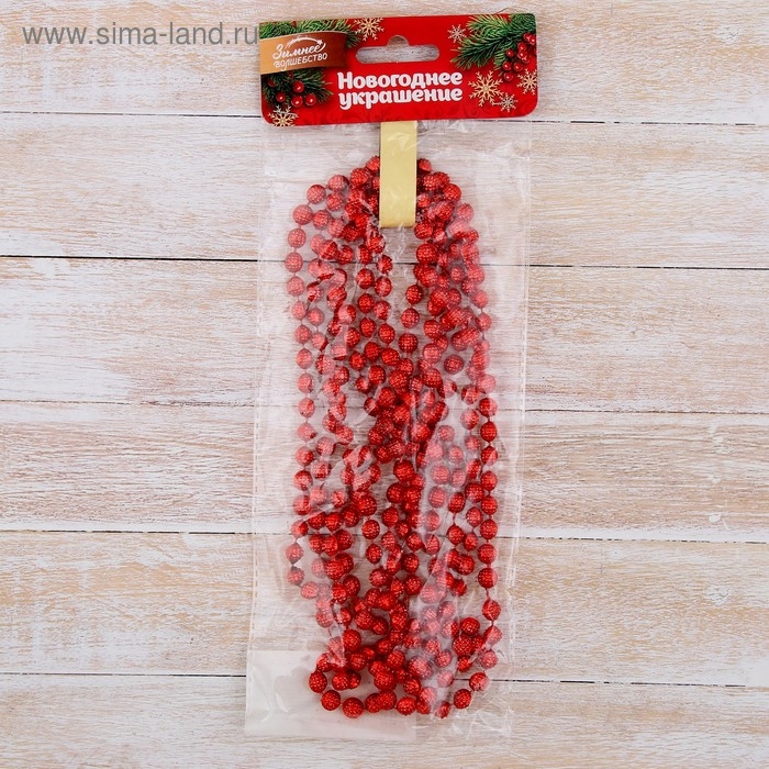 Бусы на ёлку 2,7 м "Весёлые шарики" красный