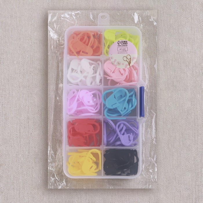 Набор маркеров для петель, 2 см, 120 шт, в контейнере, 12,7 × 6,5 × 2,1 см, цвет разноцветный Набор маркеров для петель, 2 см, 120 шт, в контейнере, 12,7 × 6,5 × 2,1 см, цвет разноцветный