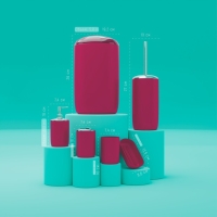 Набор аксессуаров для ванной комнаты &laquo;Тринити&raquo;, 6 предметов (мыльница, дозатор для мыла, два стакана, ёрш, ведро), цвет розовый