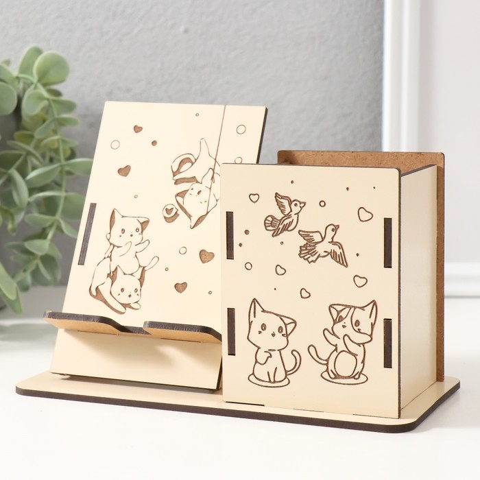 Органайзер настольный Органайзер настольный "Кошки" 18х12,5х9 см (набор 9 деталей)