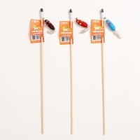 Дразнилка - удочка "Мышь из фетра с норковым хвостиком" на деревянной палочке, микс цветов Дразнилка - удочка "Мышь из фетра с норковым хвостиком" на деревянной палочке, микс цветов