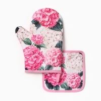 Набор кух."Гортензия" варежка-прих.20х27см, прихватка 17х17см 100% п/э Набор кух."Гортензия" варежка-прих.20х27см, прихватка 17х17см 100% п/э