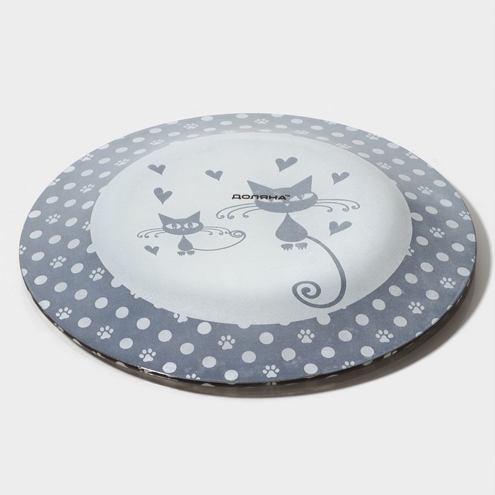 Тарелка стеклянная Доляна &laquo;Котики&raquo;, d=18 см