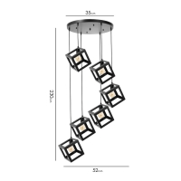 Светильник-каскад "Квадрат" 6хЕ27 40Вт черный 52х52х230 см Светильник-каскад "Квадрат" 6хЕ27 40Вт черный 52х52х230 см