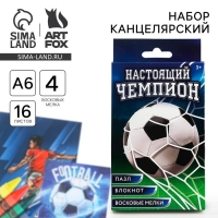 Подарочный набор блокнот - раскраска, мелки 4 шт. &laquo;Настоящий чемпион&raquo;