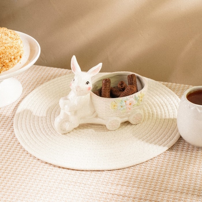 Конфетница керамическая SL Home «Лесные кролики», 21,5×10,5×15,5 см, цвет белый Конфетница керамическая SL Home «Лесные кролики», 21,5×10,5×15,5 см, цвет белый