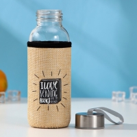 Бутылка для воды стеклянная в чехле «Идея», 300 мл, h=17,5 см, рисунок МИКС Бутылка для воды стеклянная в чехле «Идея», 300 мл, h=17,5 см, рисунок МИКС