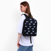 Рюкзак школьный текстильный &laquo;Акулы&raquo;, 38х14х27 см, цвет чёрный