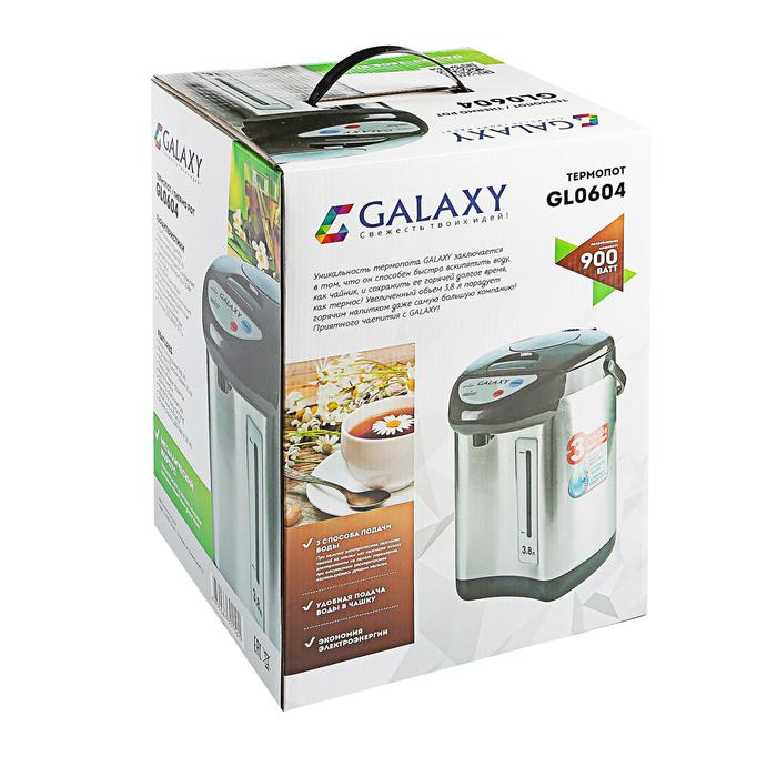 Термопот Galaxy GL 0604, 3.8 л, 900 Вт, чёрно-сребристый