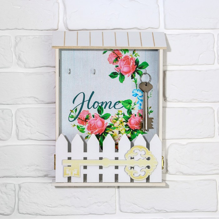 Ключница настенная &laquo;Home&raquo;, цветы, 22,5 х 30,5 х 5,7 см.
