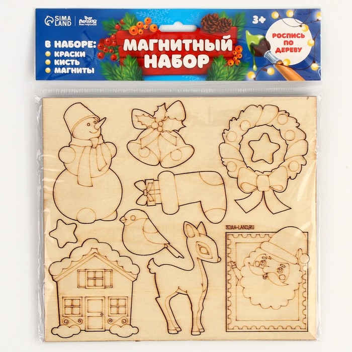 Новогодняя роспись по дереву. Магнитный набор «Новый год» Новогодняя роспись по дереву. Магнитный набор «Новый год»