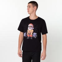 Футболка мужская новогодняя &laquo;Спортивный дед мороз&raquo;, цвет чёрный, размер 58