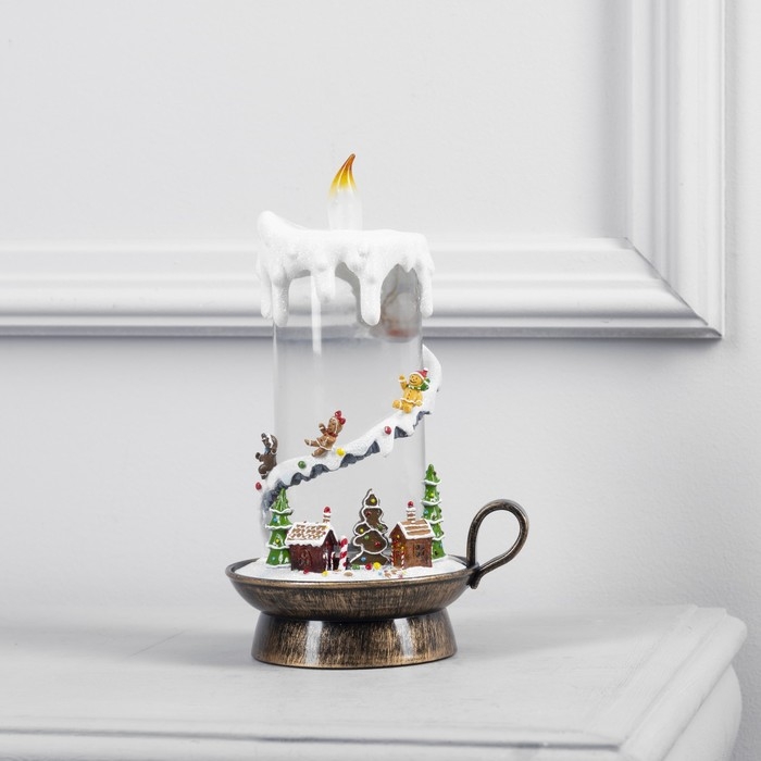 Светодиодная свеча с имбирными пряниками, 14 &times; 23 &times; 12 см, пластик, батарейки ААх3 (не в комплекте), USB, свечение тёплое белое