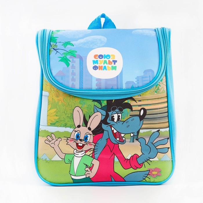 Рюкзак детский на молнии сверху, Текстиль, 20 см х 11 см х 26 см Рюкзак детский на молнии сверху, Текстиль, 20 см х 11 см х 26 см " Ну, погоди!", Союзмультфильм