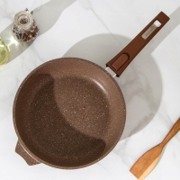 Сковорода &laquo;Гранит&raquo;, d=24 см, съёмная ручка, стеклянная крышка, антипригарное покрытие, цвет коричневый