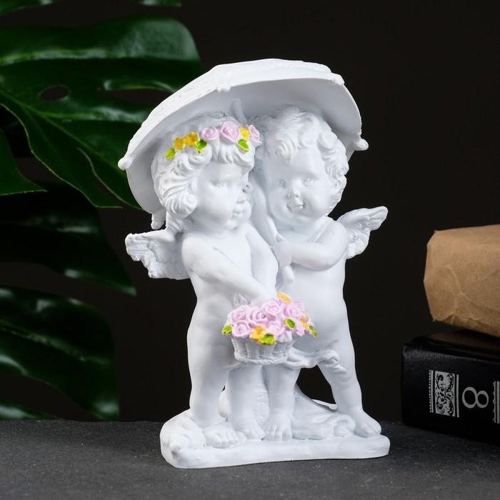 Фигура Фигура "Ангелочки под зонтом" белый 9х11х15см