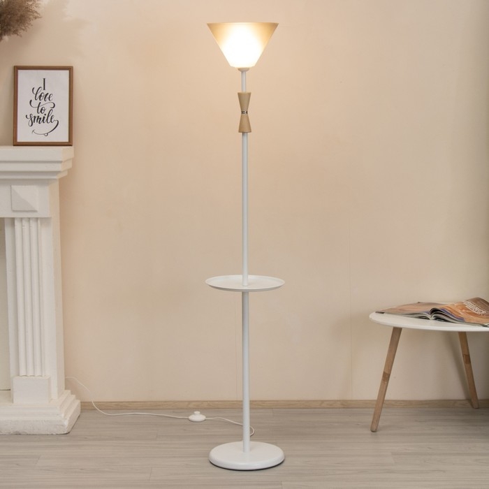 Торшер Торшер "Князь" со столиком 1х15Вт Е27 МОДЕЛЬ: BR 01037 белый/черный