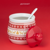 Сахарница новогодняя Доляна &laquo;Финский лес&raquo;, 350 мл, керамика, цвет белый