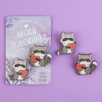 Значки деревянные, неразлучники &laquo;Моей половинке&raquo;, 2 шт., 8 х 12 см.