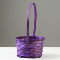 Корзина плетеная, D19 х 9,5 х 32 см, фиолетовая, бамбук Корзина плетеная, D19 х 9,5 х 32 см, фиолетовая, бамбук