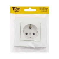Розетка одноместная TOT Glossy Glass, 16 А, скрытая, с з/к, стекло, белая Розетка одноместная TOT Glossy Glass, 16 А, скрытая, с з/к, стекло, белая