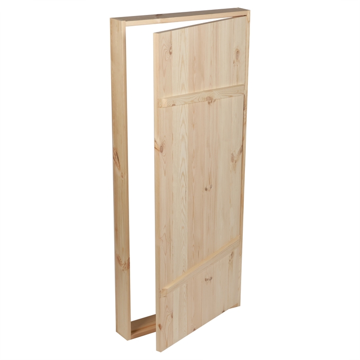 Дверной блок для бани, 180&times;80см, из сосны, на клиньях, массив, "Добропаровъ"