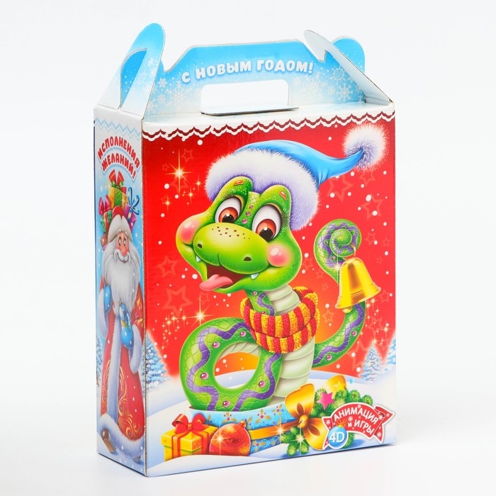 Новый год. Подарочная коробка,Новогодняя Новый год. Подарочная коробка,Новогодняя"Сладкая парочка" с игрой и анимацией 20,8*16,8*6,8см.