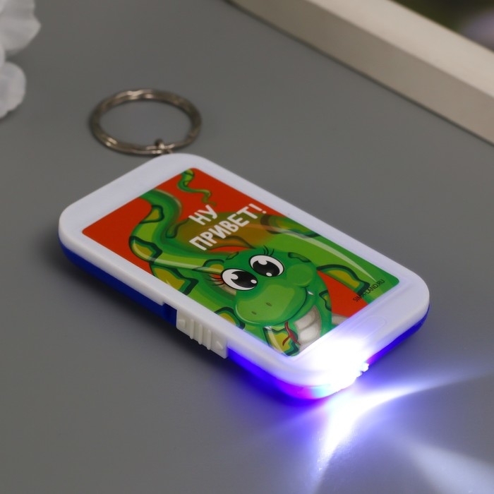 Фонарик на кольце "Змей - Ну привет!" 6,5х3,5х1 см, МИКС