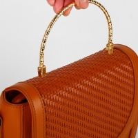 Ручка для сумки &laquo;Рифлёная рамка&raquo;, металлическая, на прокол, 13 &times; 9 см, цвет золотой