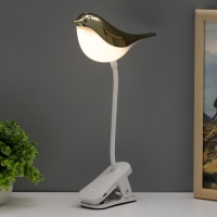 Настольная лампа на прищепке "Птичка" LED 3000-6000К 5Вт USB золото 20х7х34см RISALUX Настольная лампа на прищепке "Птичка" LED 3000-6000К 5Вт USB золото 20х7х34см RISALUX
