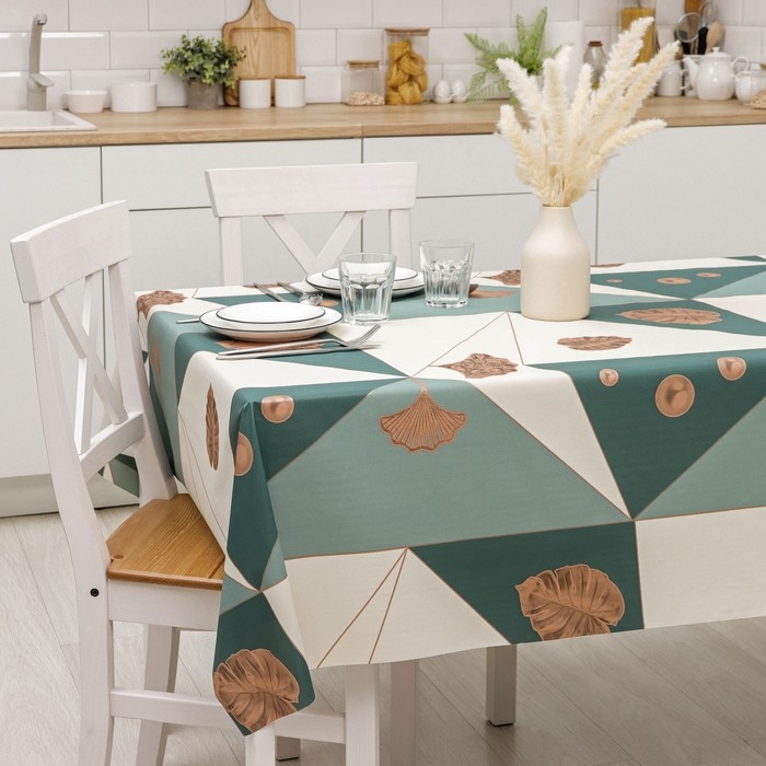 Клеёнка на стол &laquo;Симфония&raquo;, на тканевой основе, рулон 20 метров, ширина 137 см, толщина 0,25 мм, цвет зелёный