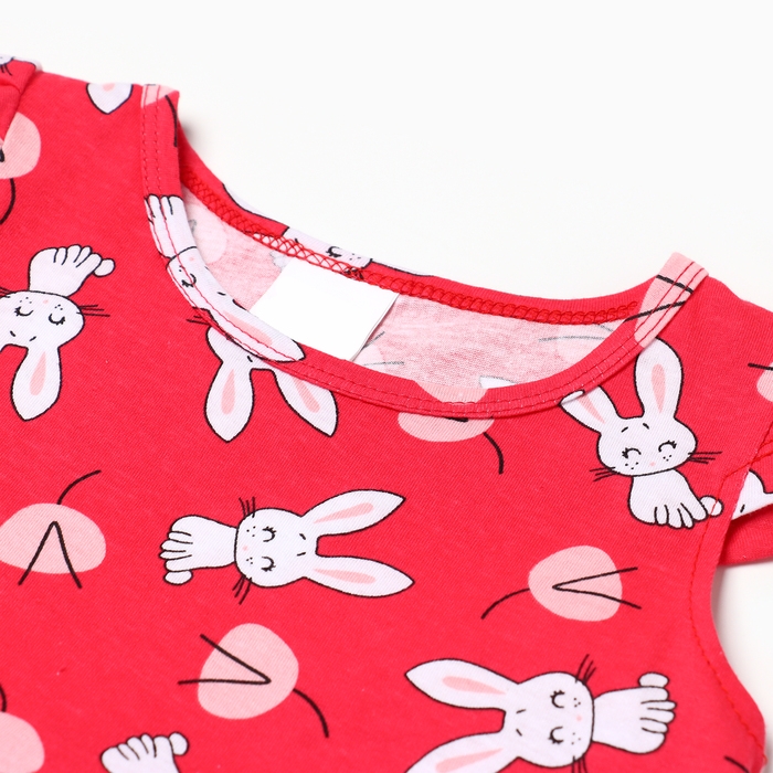 Платье для девочки "Зайки", цвет красный, рост 116-122